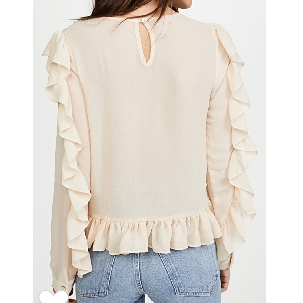Anthro’s - DRA Cream Sheer Ruffled Blouse - Size S - Picture 3 of 8